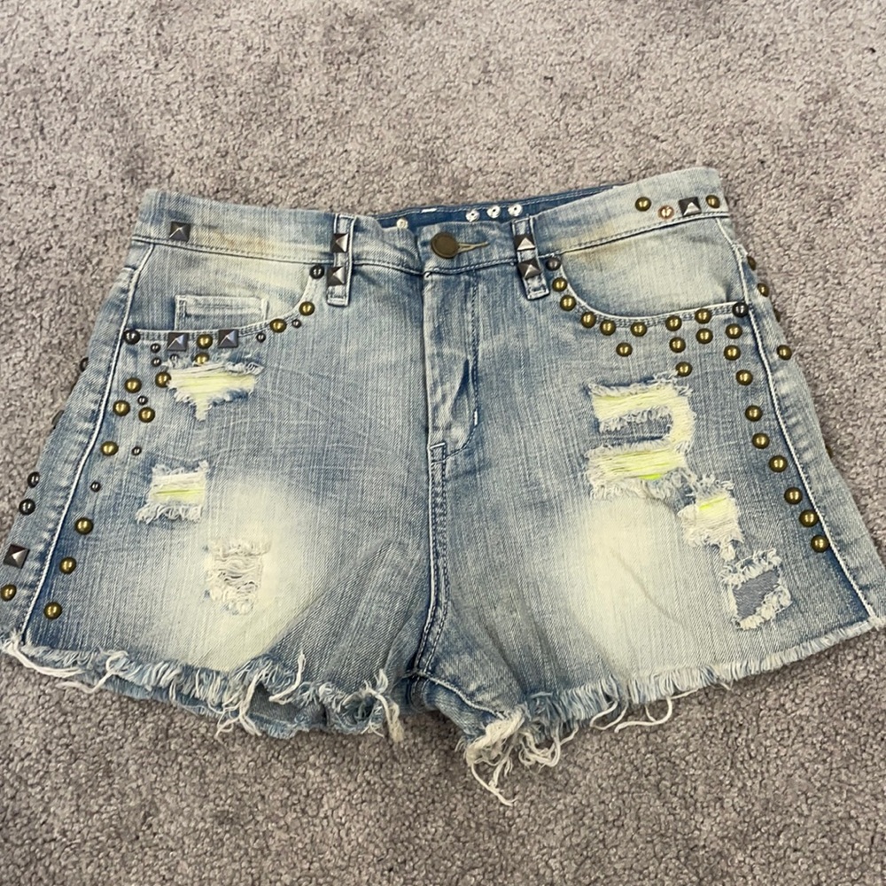 Blank NYC studded denim shorts
